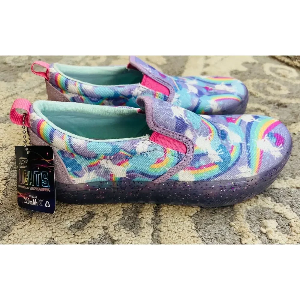 NWT❤️Skechers Girls S-Lights: Unicorn Chaser Light-Up sz2